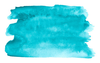 Obraz premium Blue azure Watercolor an isolated spot with divorces and borders. Frame with copy space for text.