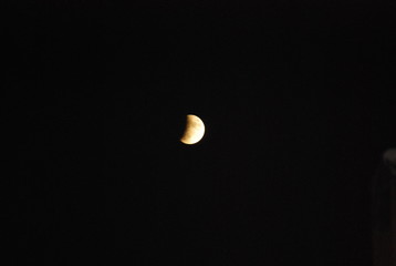 Orange Moon in Black Sky