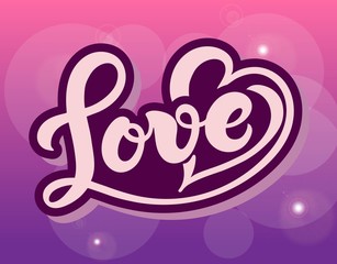Love. Hand drawn lettering. Vector illustration. Perfect logo for Wedding or Valentine's day design