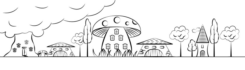 Vector drawing of old fabulous city