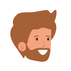 happy young man with beard head character
