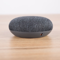 digital voice assistant with wood background