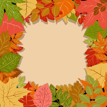 Autumn Leaves Fall Season Vector Frame Border Background 