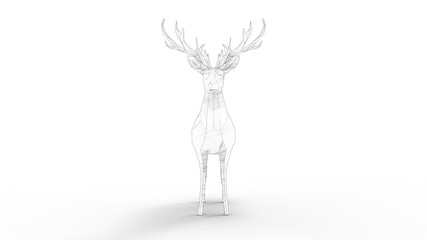 3d rendering of a polygon deer isolated in white studio background