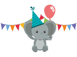 cute elephant with balloon helium