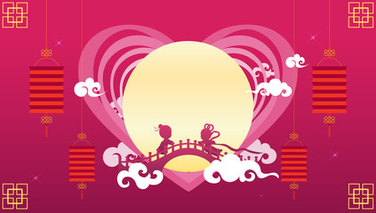 Qixi festival (Chinese Valentine's day) Vector illustration.