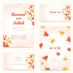 Autumn Wedding Invitation Template. Vector Illustration
