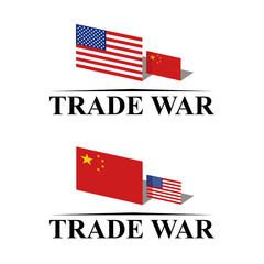 Trade war, USA versus China illustration. America-China tariff business global exchange international.