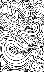Black white decorative doodles wave maze texture. Isolated pattern. Vector hand drawn anti stress coloring page.