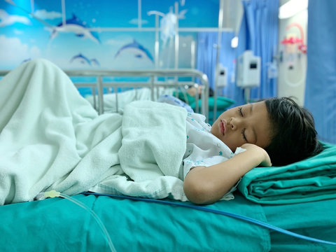 An Asian Boy Who Is Ill With Adenoid Disease