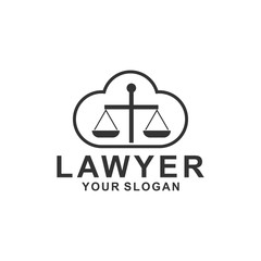 justice law logo design template. attorney logo with pillar and star shape illustration