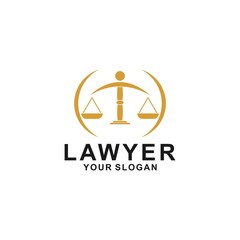 justice law logo design template. attorney logo with pillar and star shape illustration