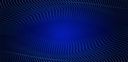 Abstract. Digital wavy doted dark blue background. Technology concept. vector.