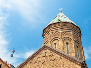 Saint George's Church in Tbilisi,  Narikala cable way in background