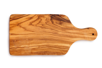Wooden cutting board, isolated on white background
