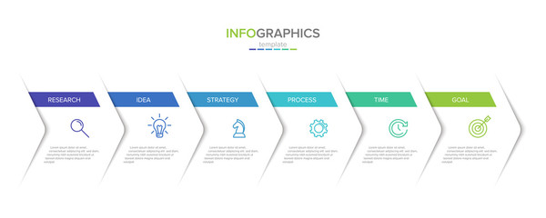 Vector infographic label template with icons. 6 options or steps. Infographics for business concept. Can be used for info graphics, flow charts, presentations, web sites, banners, printed materials.