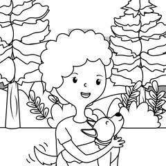 Girl with cat cartoon design