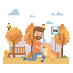 Boy with dog cartoon design