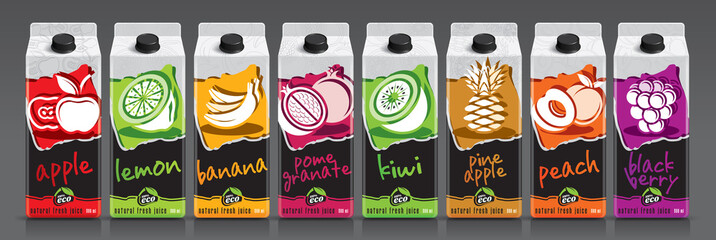 Fototapeta premium Ready design vector juice, fruit package set