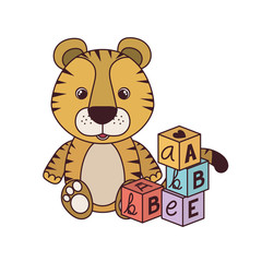 cute tiger for baby card on white background