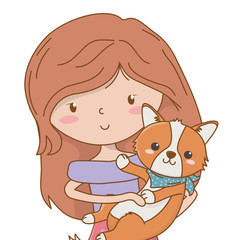 Girl with dog cartoon design