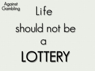 Lottery stop gambling sign. Againt gambling.