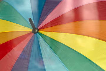 Rainbow flag umbrella close up detail