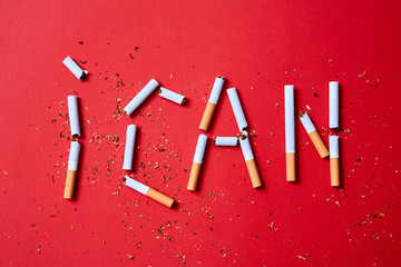 Quit or stop smoking concept. The writing I can from cigarettes