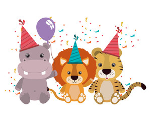 card of celebration with animals on white background