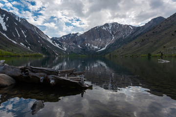 Panorama of Convict Lake during the day in California 
