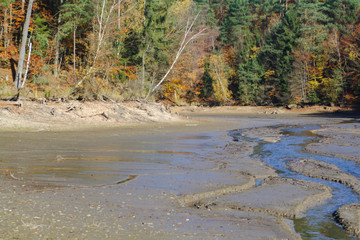 Dried river bed in Bavaria in autumn