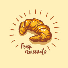 Croissant icon. Bakery shop emblem, badge and logo. Vintage design.