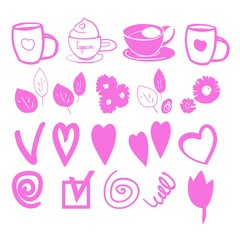 Graphic drawings set of necessary things, vector illustration