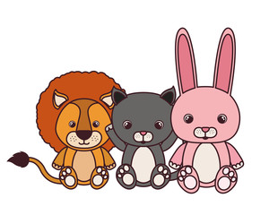 cute animals for baby card on white background