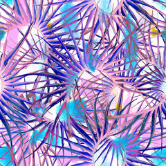 Tropical Purple Seamless Pattern. Summer Jungle