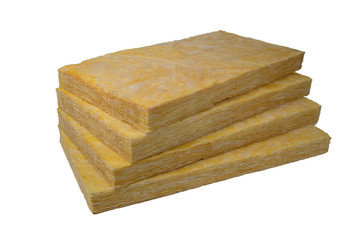 Mineral wool, glasswool and rockwool pile of panels side dark