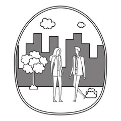 elegant young business couple on the city