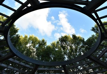 Park gazebo with oval opening