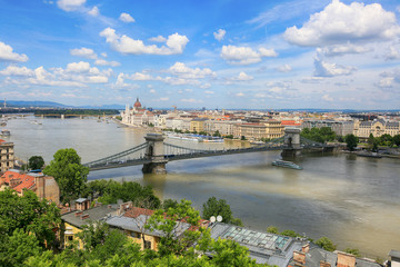 Fototapeta premium Beautiful view of the city of Budapest in Hungary on a sunny summer day