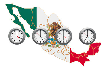 Fototapeta na wymiar Time Zones in Mexico concept. 3D rendering
