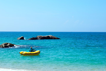 Vacation in tropical countries. Peaceful beach in heaven Nha Trang, VietNam
