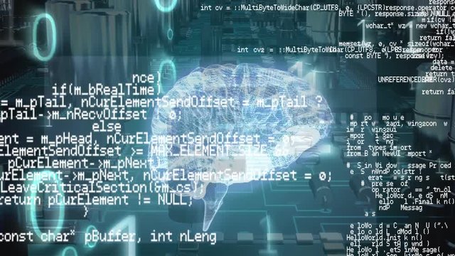 Digital brain and program codes with binary codes and a background of a digital circuit