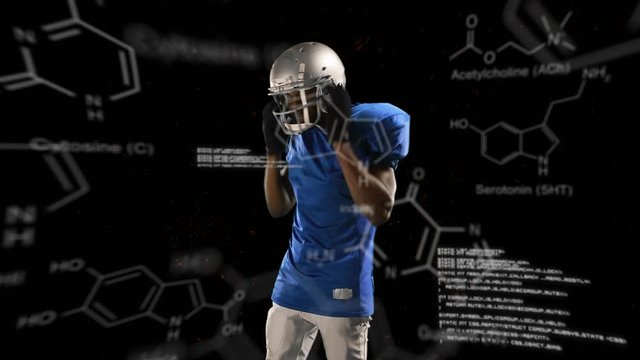 Football player and chemical structures with program codes