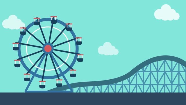 Ferris wheel and a roller coaster