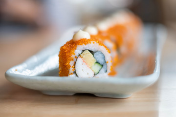 Sushi roll, Japanese food. (selective focus point)