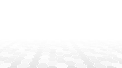 Abstract white background. Light gray hexagons in perspective. Vector illustration.