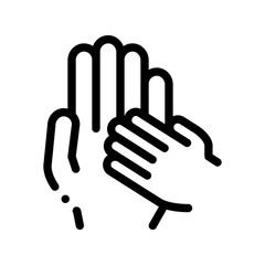 Child Volunteers Support Vector Thin Line Icon. Volunteers Support, Charitable Organizations, Adoption Childship Little Hand On Big Linear Pictogram. Blood Donor Contour Illustration