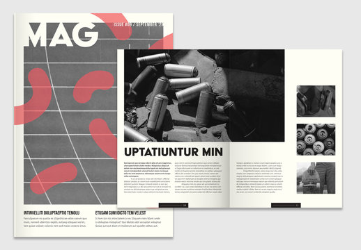 Magazine Layout with Pink Accents