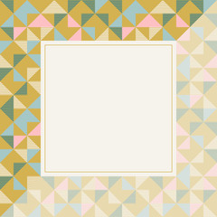 Square frame in retro colors, abstract geometric background pattern