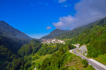 Fototapeta na wymiar Aerial photography with drone. Panoramic view of the Alps north of Italy.